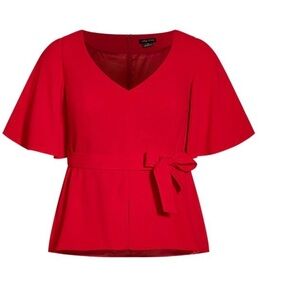 Torrid Vibrant Red Tie-Waist Blouse